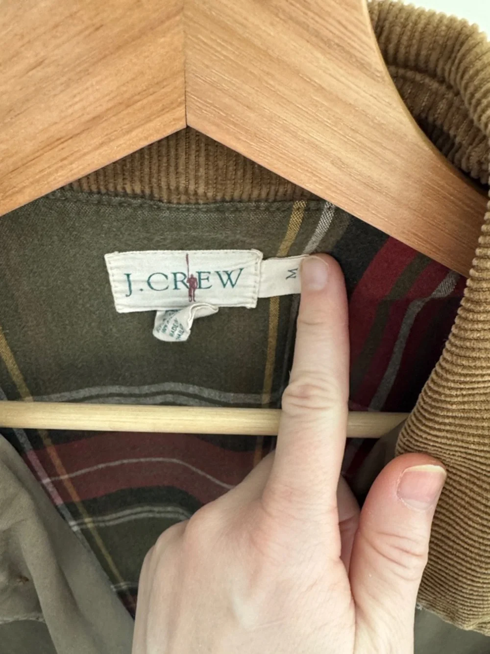 J. Crew Mens Barn Jacket Chore Coat Corduroy Collr Plaid Lined Canvas Field M - Picture 3 of 9